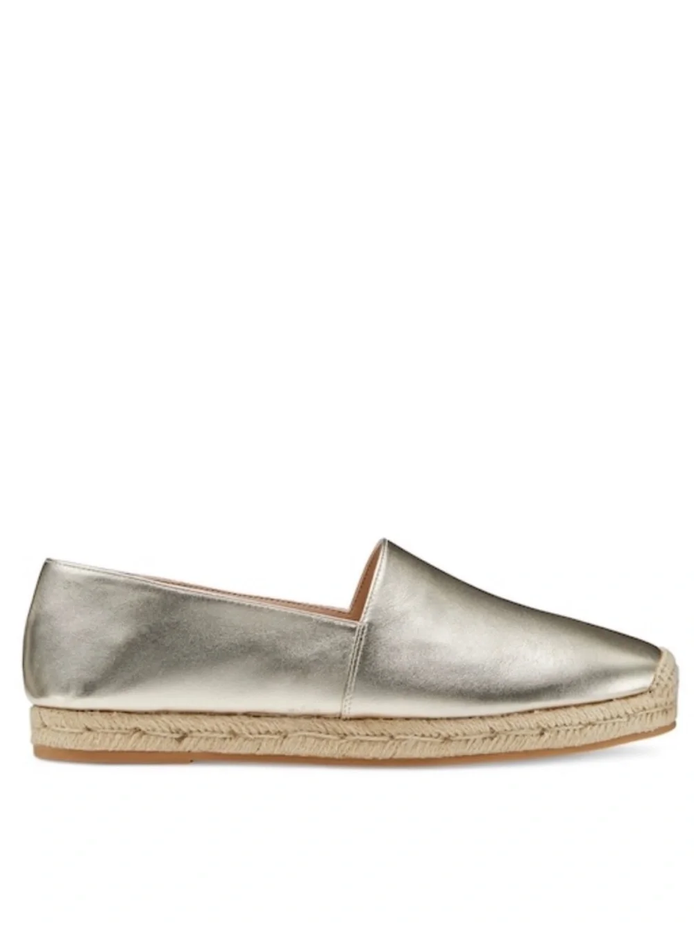 NEW NIB Stuart Weitzman Mykonos Espadrille Flat Gold Metallic Napa Leather